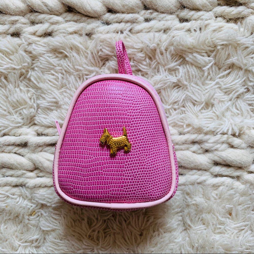 AGATHA PARIS Pink Leather Mini Backpack Coin Purse Gold Scottie Dog Logo